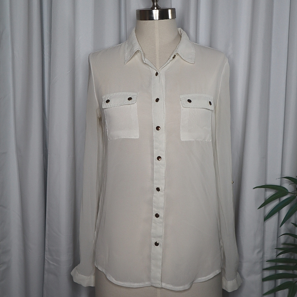 Charlotte Russe Sheer Button Up Blouse